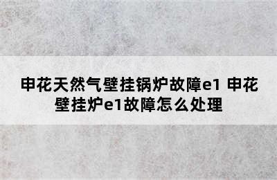 申花天然气壁挂锅炉故障e1 申花壁挂炉e1故障怎么处理